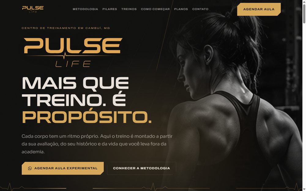Página inicial do site da CT Pulse Life
